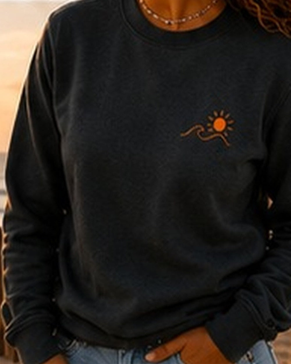 Pull Écume & Soleil motif Esprit Bassin anthracite, détail du marquage