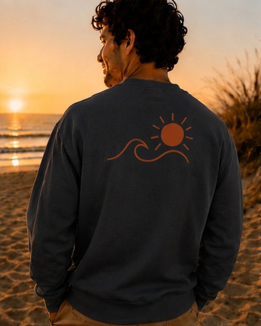 Pull Écume & Soleil motif Le Basique, coloris anthracite, 280 g/m², coupe mixte